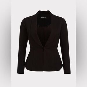 Torrid Studio Luxe Ponte Peplum Black Blazer Size 1x Preppy